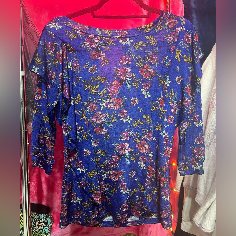 Free People‎ Blue Floral Blouse